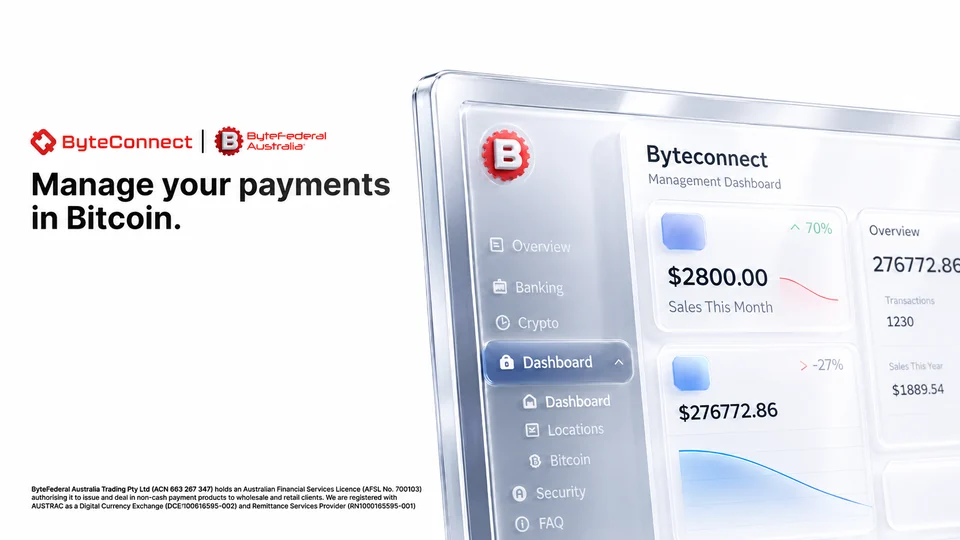 ByteConnect management dashboard for reconciling and managing Bitcoin payments